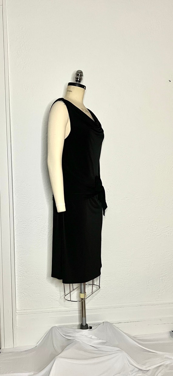 90s Y2K Black Cowl Neck Sleeveless Midi with a Wai