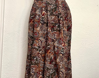 Y2K 90s Floral Tropical Paisley Long Midi Elastic Waist Skirt with Pockets by Sag Harbor Skirt Made of Rayon great Casual Summer Skirt