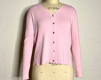 Joseph A Light Pink Cardigan/1960s Sweater/Light Weight Sweater/Pink Knit Cardigan/Single Stitch/Made in Taiwan/Buttoned Cardigan/MCM