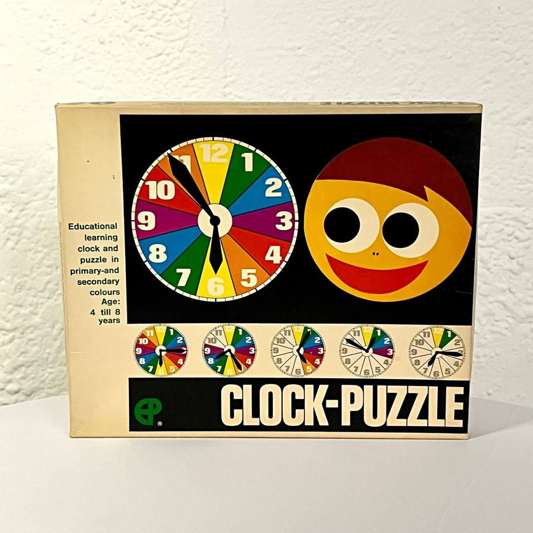 Vintage Clock Puzzle Child's Learning Puzzle Clock Homeschool Activity ...