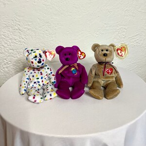 1999 Beanie Baby Millennium Bear y2k Beanie Baby 2000 Beanie Baby Mint Condition Purple Retired Beanie Baby