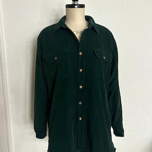 London Fog Outdoors Unlimited Jacket Cotton Corduroy in Dark Green Vintage Outerwear Long Sleeve Jacket Button Down