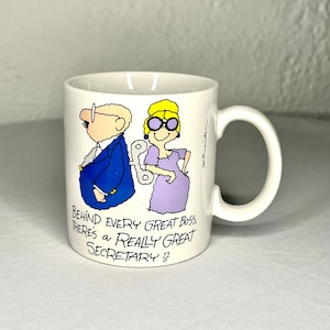 Funny Sassy Secretary Administrative Assistant 80s Nostalgia Ceramic Adult Humor Mug Appreciation Gift Made in Korea by Russ Berrie and Co