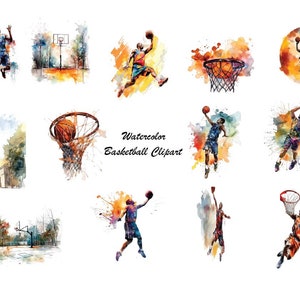 Watercolor 22 Basketball | Digital Download | Wall Art | Watercolor Clipart | Basketball PNG | Invitation Clipart | Sport Bundle Clipart