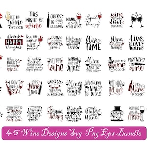 Lot Svg citations sur le vin, vin Svg, boire de l'alcool Svg, citations sur le vin, verre à vin svg, citations drôles, impertinent, dictons sur le vin, Png, Eps, des cliparts, Cricut