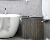 Handmade 100L Natural Bamboo Laundry Basket with 2 Compartments