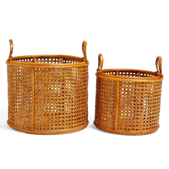 French Cane Storage Baskets Set of 2pcs Etsy UK