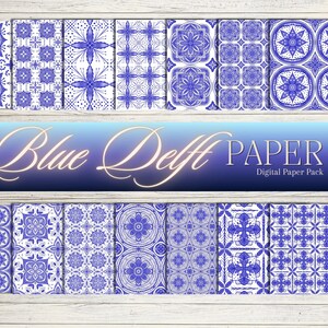 Blue Delft Seamless Pattern Digital Paper Bundle