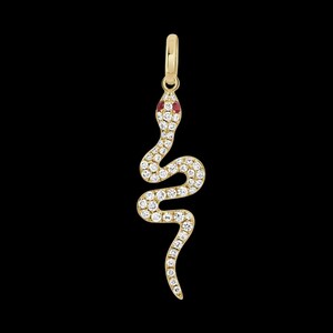Colgante de serpiente rubí, dije de serpiente de diamantes de plata de ley 925 para collares, joyería hecha a mano