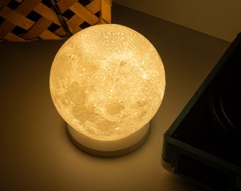 3D Printed Moon Lamp: Lunar Night Light, Space Decor