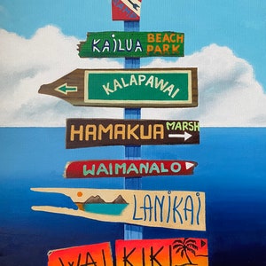 Print of Preppy Beach Hawaii Painting