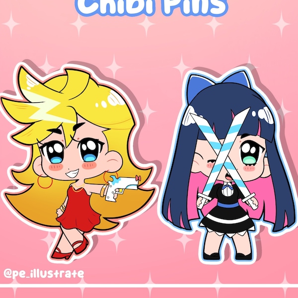 Panty And Stocking Acrylic Chibi Pins 2” (PRE-ORDER)