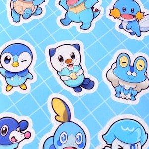 Anime Monster Sticker Sheet (Water Type Starters) (4x6&quot;)