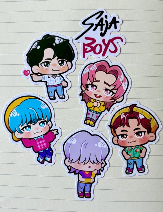 Kpop デーモンハンター サジャボーイズ ステッカーシート (4x6インチ