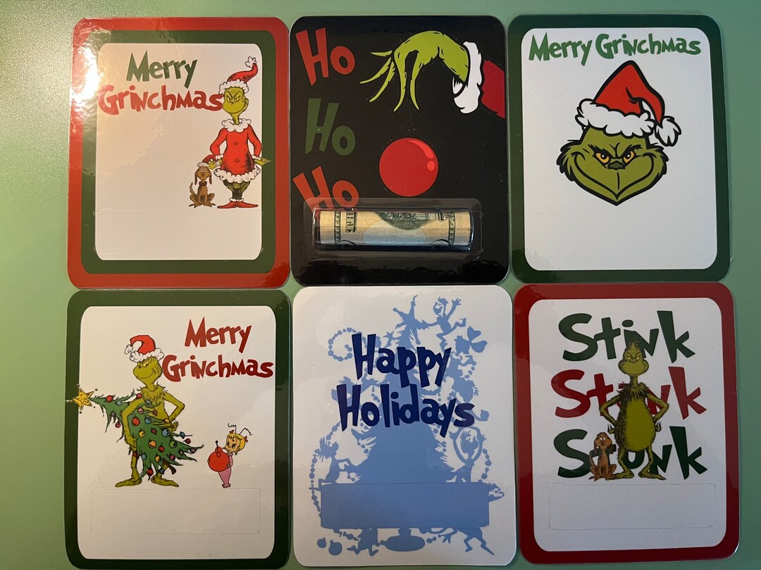 Grinch Money cash Gift Card Laminated Etsy