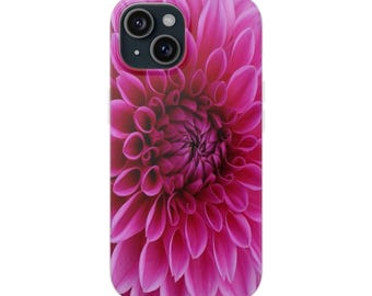 Estuches flexibles florales, funda para teléfono con dalia rosa, funda protectora para teléfono inteligente, diseño floral, regalo para amantes de las flores, lindo accesorio tecnológico