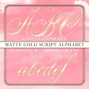 Gold Script Alphabet, Gold Letters, Gold Gradient Font, Luxury Font, Gold Clip Art, Gold Branding, Content Post Creation, Matte Gold Letters