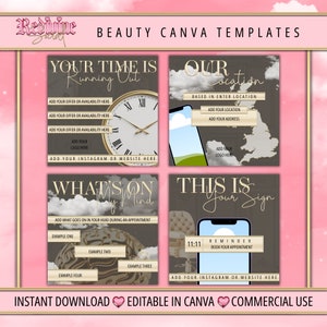 Beauty Post Template, Social Media Post, Beauty Salon Flyer, Canva Template, Instagram Template, Beautician, Lash Tech, Aesthetics, Salon