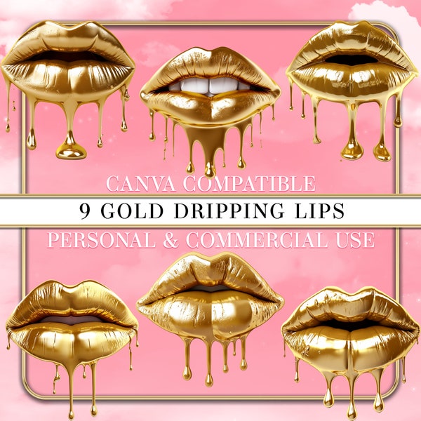 Gold Chrome Dripping Lips, Chrome Lips, Gold Lips, Aesthetics Clip Art, Aesthetician Content Post, Lip Clip Art, Gold Lips Dripping, Lip PNG