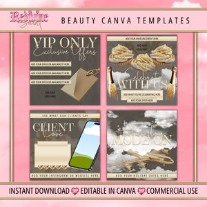 Beauty Post Template, Social Media Post, Beauty Salon Flyer, Canva Template, Instagram Template, Beautician, Lash Tech, Aesthetics, Salon