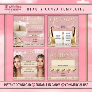 Beauty Post Template, Social Media Post, Beauty Salon Flyer, Canva Template, Instagram Template, Beautician, Lash Tech, Aesthetics, Salon