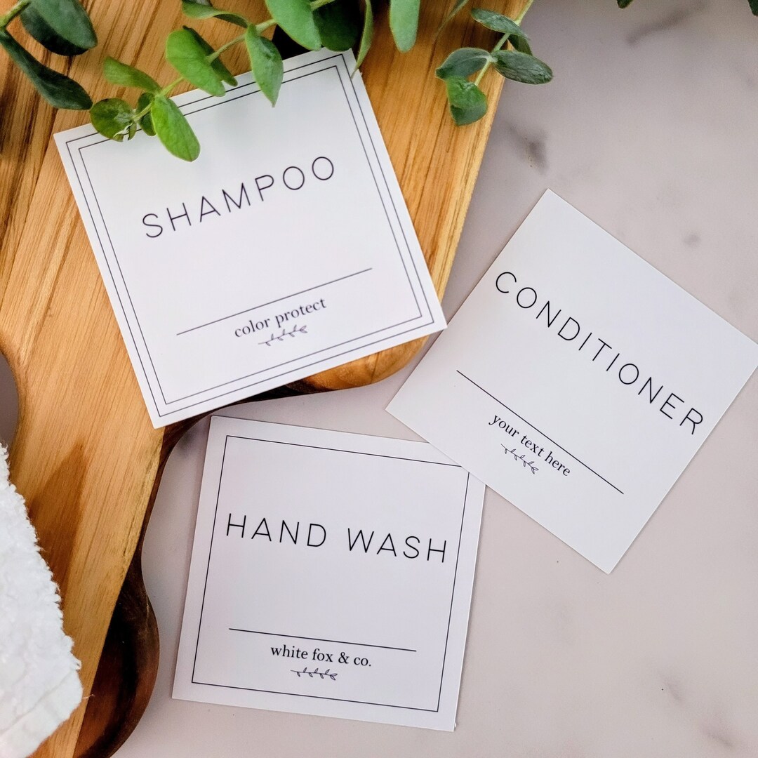Mini Conditioner Label Custom Minimalist Bottle Labels 3 Square Don't Pay for Labels You Won't ...