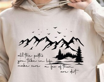 Mountain Range Hoodie, Hiking Camping Gift