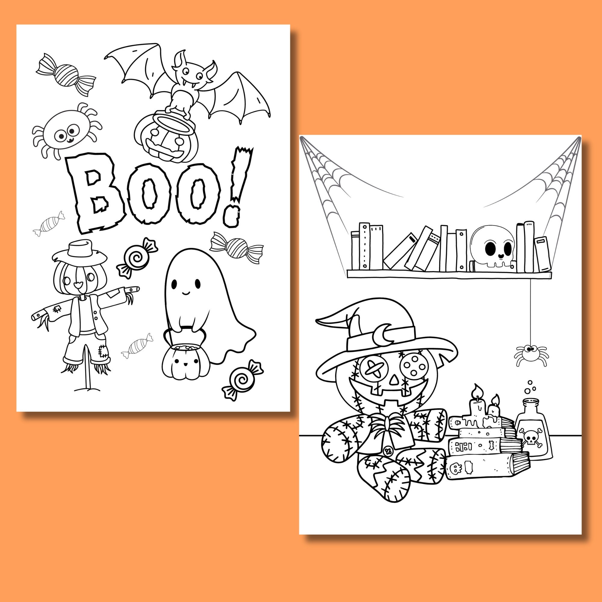 Cute and Spooky Printable Halloween Coloring Pages! - Etsy