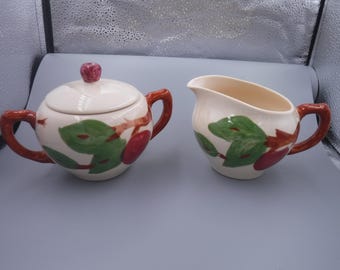 Franciscan China Apple Pattern Sugar Bowl and Creamer Set, Made in China Backstamp