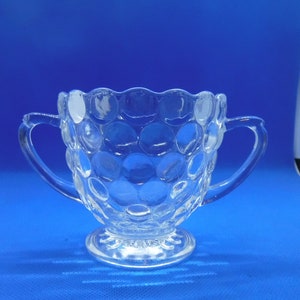 Anchor Hocking Bubble Clear Glass Open Sugar Bowl