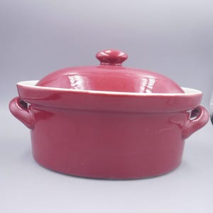 Hall Pottery 98 Small Maroon Casserole Dish with Lid