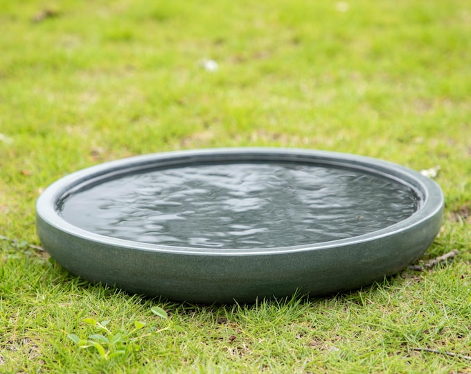 Green Stone Bird Bath, Granite Bird Bath, Large Bird Bath Bowl, Handmade Craftsmanship, Outdoor Garden Bird Bath , Gifts For Bird Lovers
