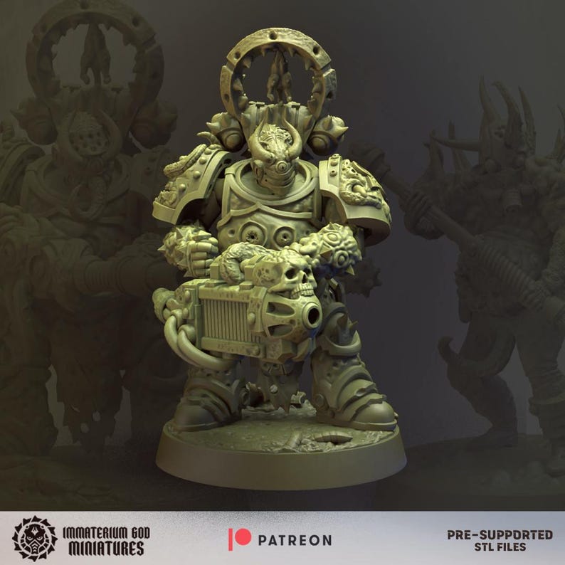 Decay Soldiers-set (Annihilators, 6 miniatyrer) – Grimdark Chaos | 3D-printad resin | Immaterium Gud bild 9