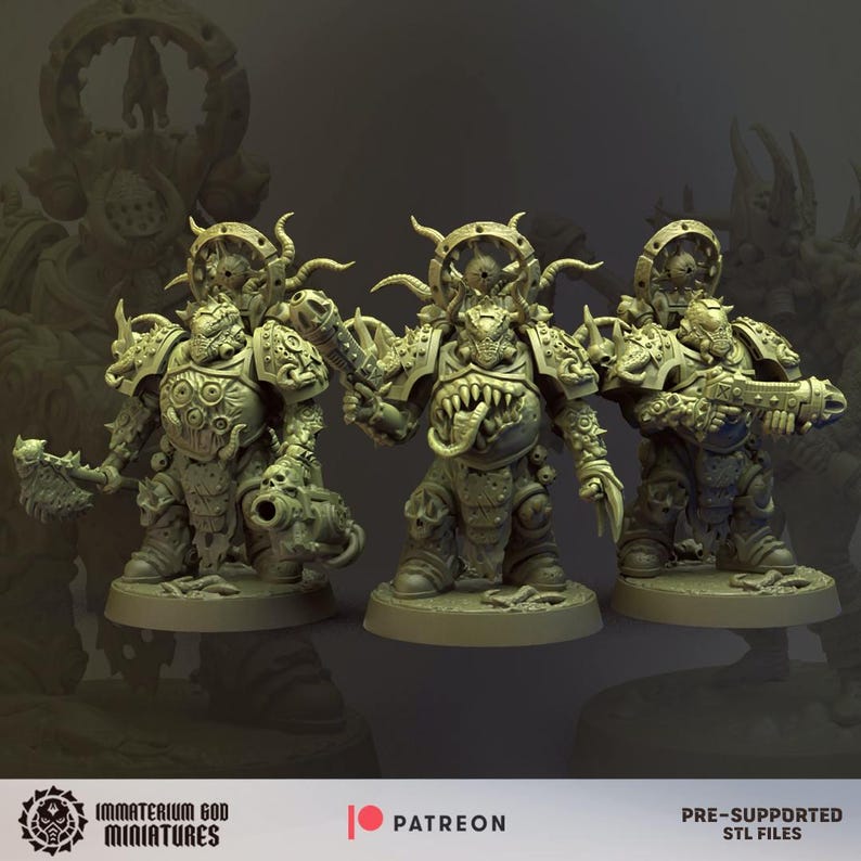 Decay Soldiers-set (Annihilators, 6 miniatyrer) – Grimdark Chaos | 3D-printad resin | Immaterium Gud bild 5