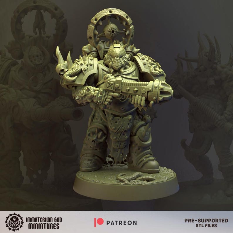 Decay Soldiers-set (Annihilators, 6 miniatyrer) – Grimdark Chaos | 3D-printad resin | Immaterium Gud bild 10