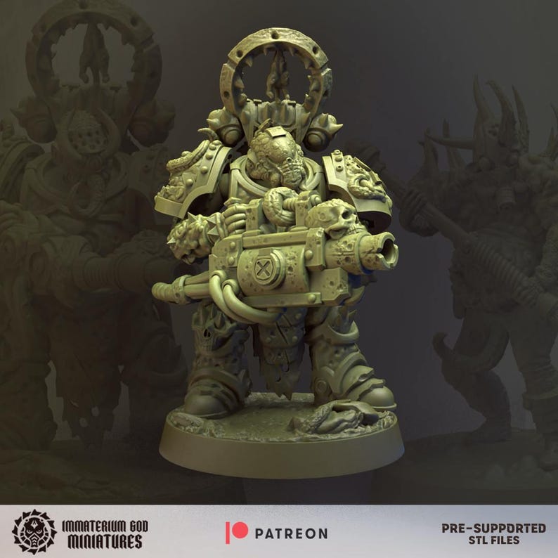 Decay Soldiers-set (Annihilators, 6 miniatyrer) – Grimdark Chaos | 3D-printad resin | Immaterium Gud bild 11