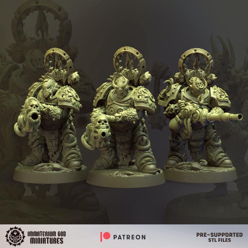 Decay Soldiers-set (Annihilators, 6 miniatyrer) – Grimdark Chaos | 3D-printad resin | Immaterium Gud bild 4