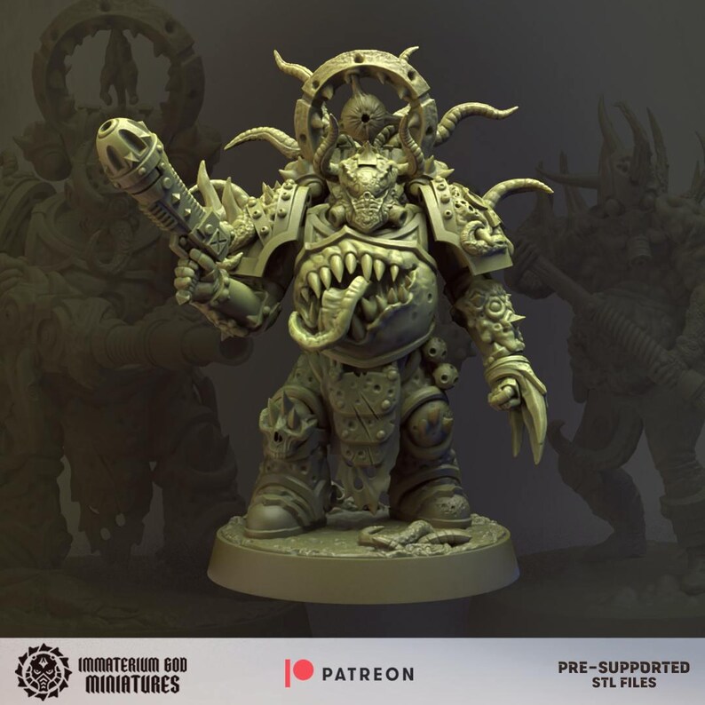 Decay Soldiers-set (Annihilators, 6 miniatyrer) – Grimdark Chaos | 3D-printad resin | Immaterium Gud bild 8