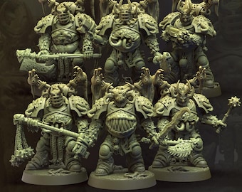 Decay Soldiers-set (krigare, 6 miniatyrer) – Grimdark Chaos | 3D-printad resin | Immateriumgud