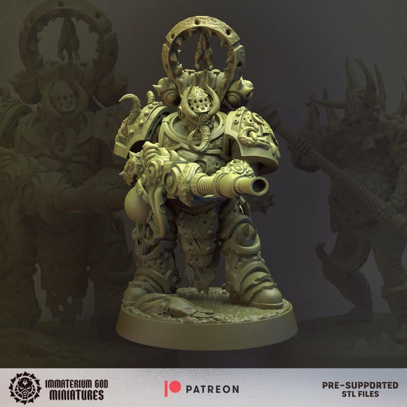 Decay Soldiers-set (Annihilators, 6 miniatyrer) – Grimdark Chaos | 3D-printad resin | Immaterium Gud bild 2