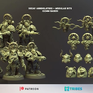 Decay Soldiers-set (Annihilators, 6 miniatyrer) – Grimdark Chaos | 3D-printad resin | Immaterium Gud bild 7
