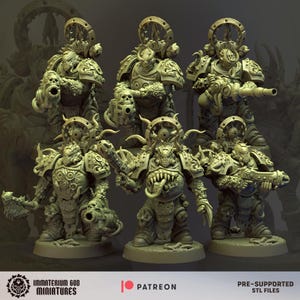 Decay Soldiers-set (Annihilators, 6 miniatyrer) – Grimdark Chaos | 3D-printad resin | Immaterium Gud bild 1