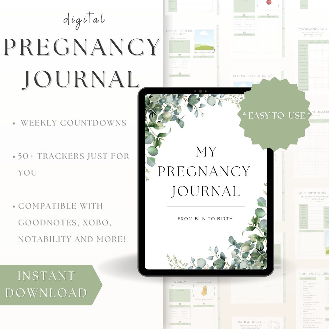 Digital Pregnancy Journal Book Printable Pregnancy Planner for First