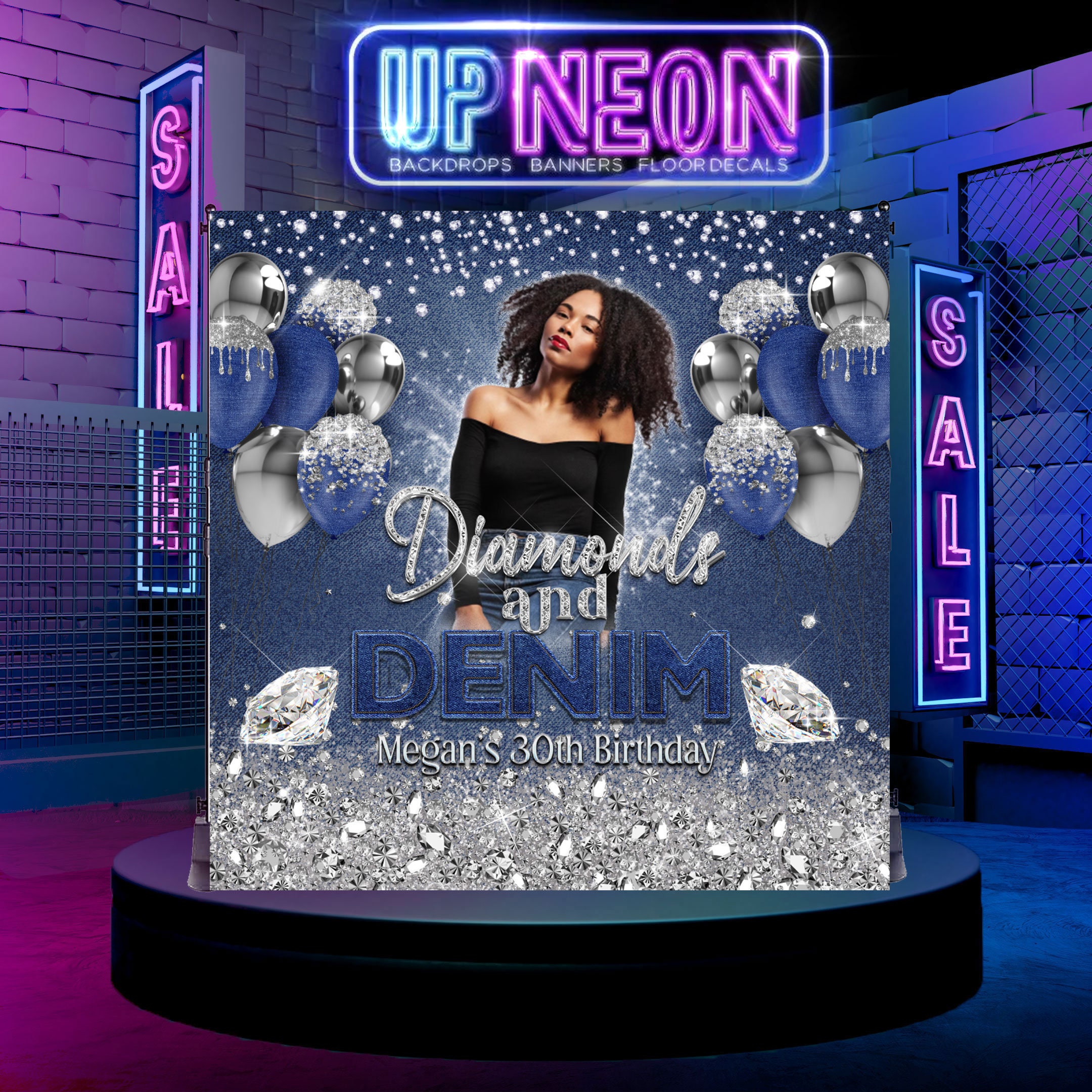 PRINTED or DIGITAL Sneakers Denim diamonds Backdrop Denim Banner Denim Sweet 16 backdrop Jeans Birthday Backdrop Backdrop