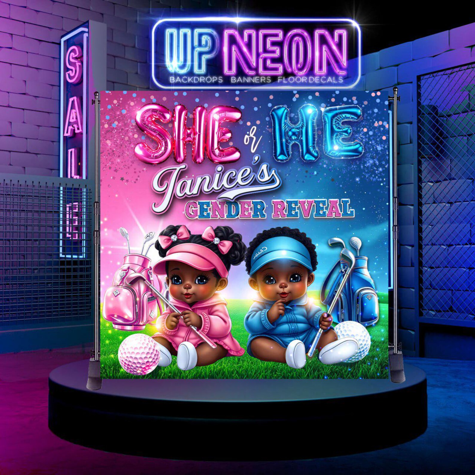 PRINTED or DIGITAL, Golfing Baby Reveal Backdrop, Golf Theme Backdrop ...