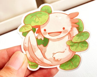 Happy Axolotl Sticker | Cute Animal Stickers | Pink Sticker | Cute Axolotl Sticker | Glossy Sticker