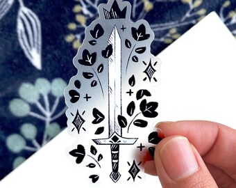 Transparent Black & White Sword Sticker | Fantasy Sword Sticker | Fantasy Aesthetic