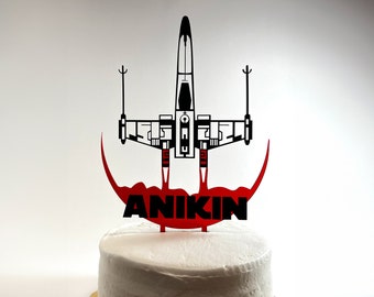 X-Wing Fighter Cake Topper Personalized J_edi Birthday Decor StrWars Style Cake Decoration