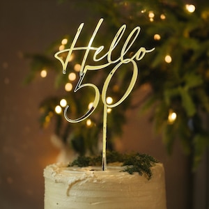 Amazon | 50歳の誕生日/記念日ケーキトッパー Hello 50ケーキ