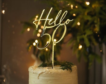 Fifty Cake Topper, 50th Birthday, 50th Cake Topper, Hello 50, Hello Fifty, Cake Topper Fifth Birthday Celebration